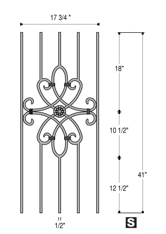 2492 Series M555 Knot 5 Leg Prefab Iron Panel