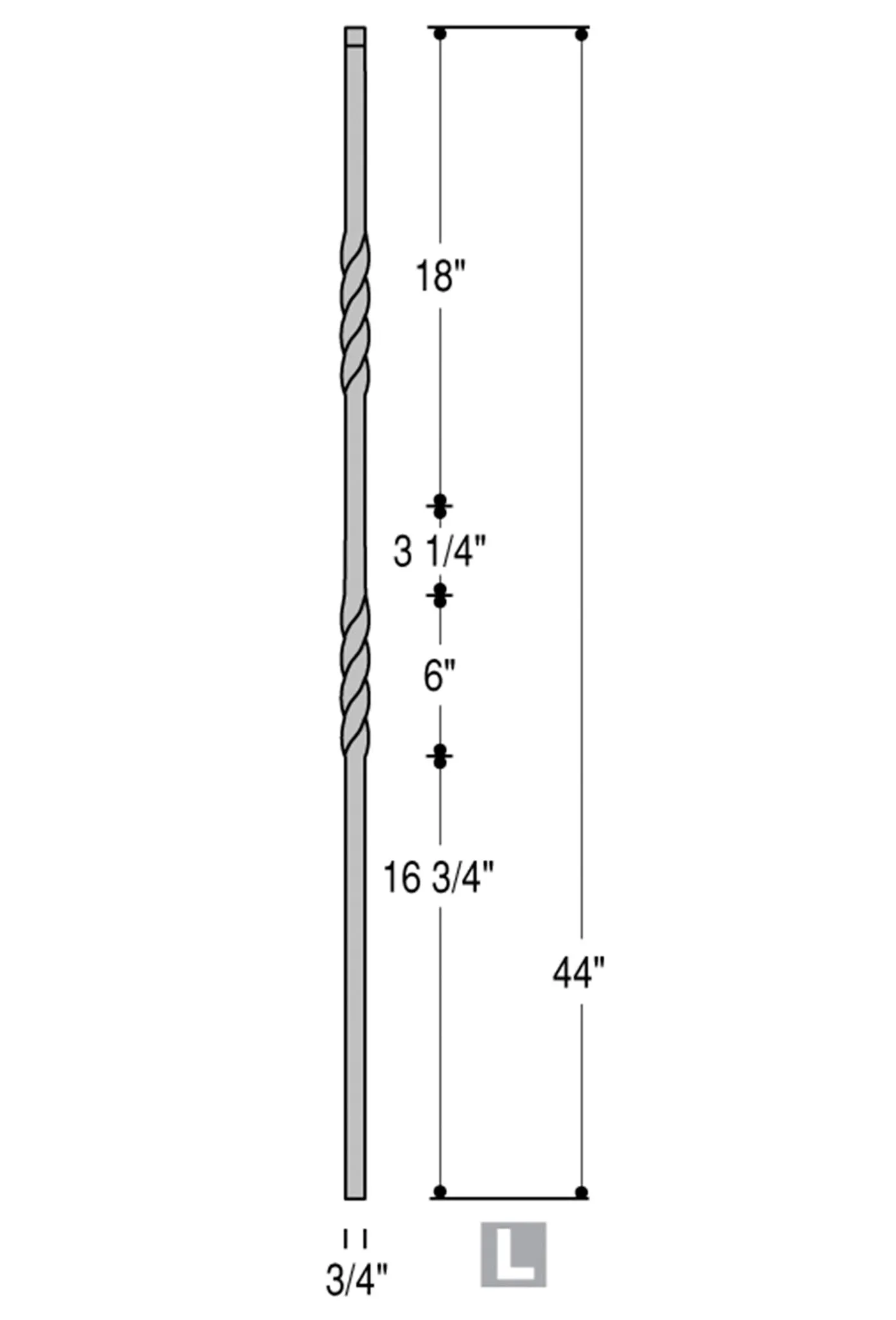 2851 Series MEGA-2TW, Double Twist Mega Iron Baluster