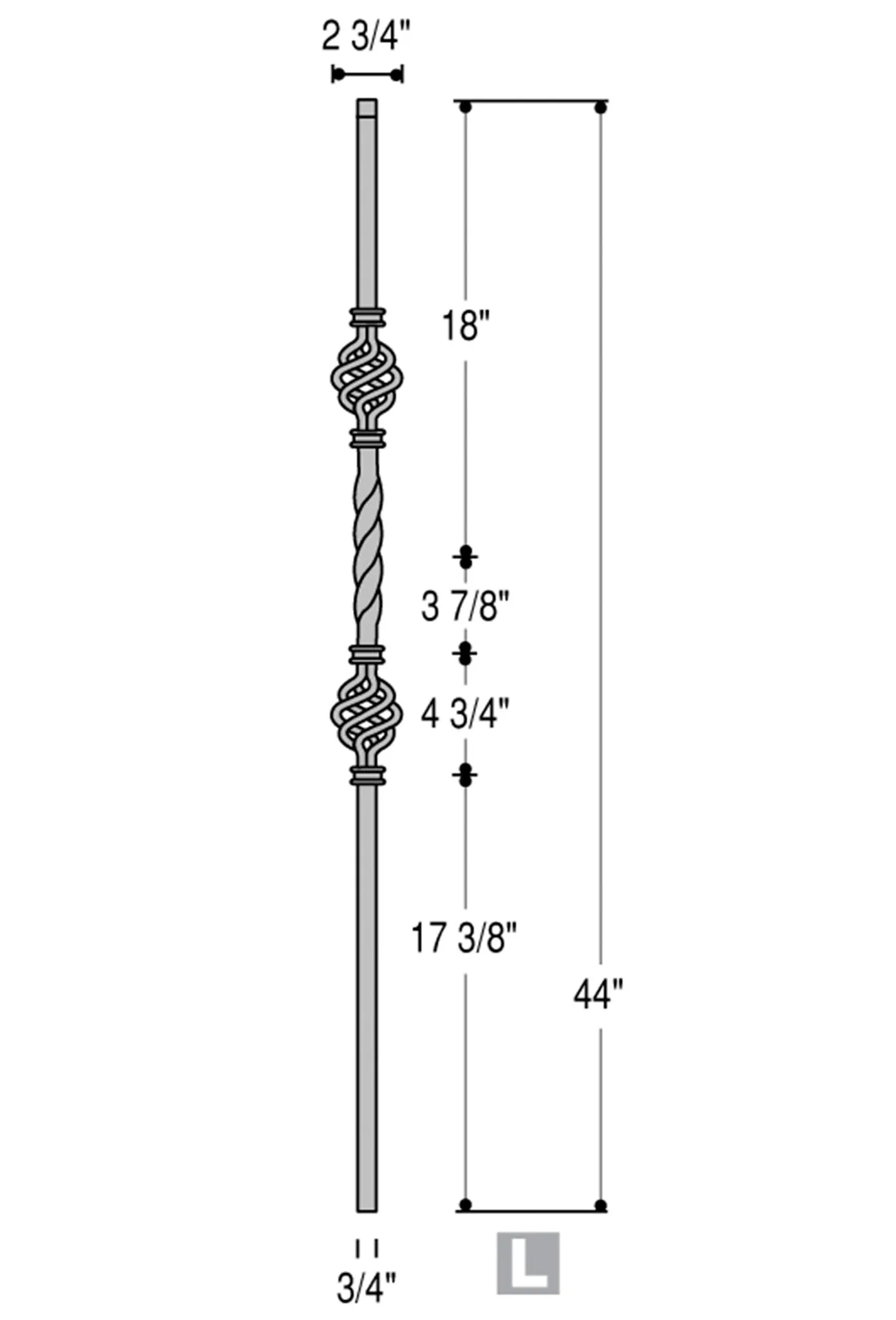 2853 Series MEGA-2BASK Double Basket Mega Iron Baluster
