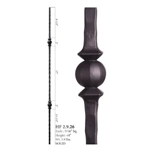 2.9.26 Double Sphere Hammered Iron Baluster