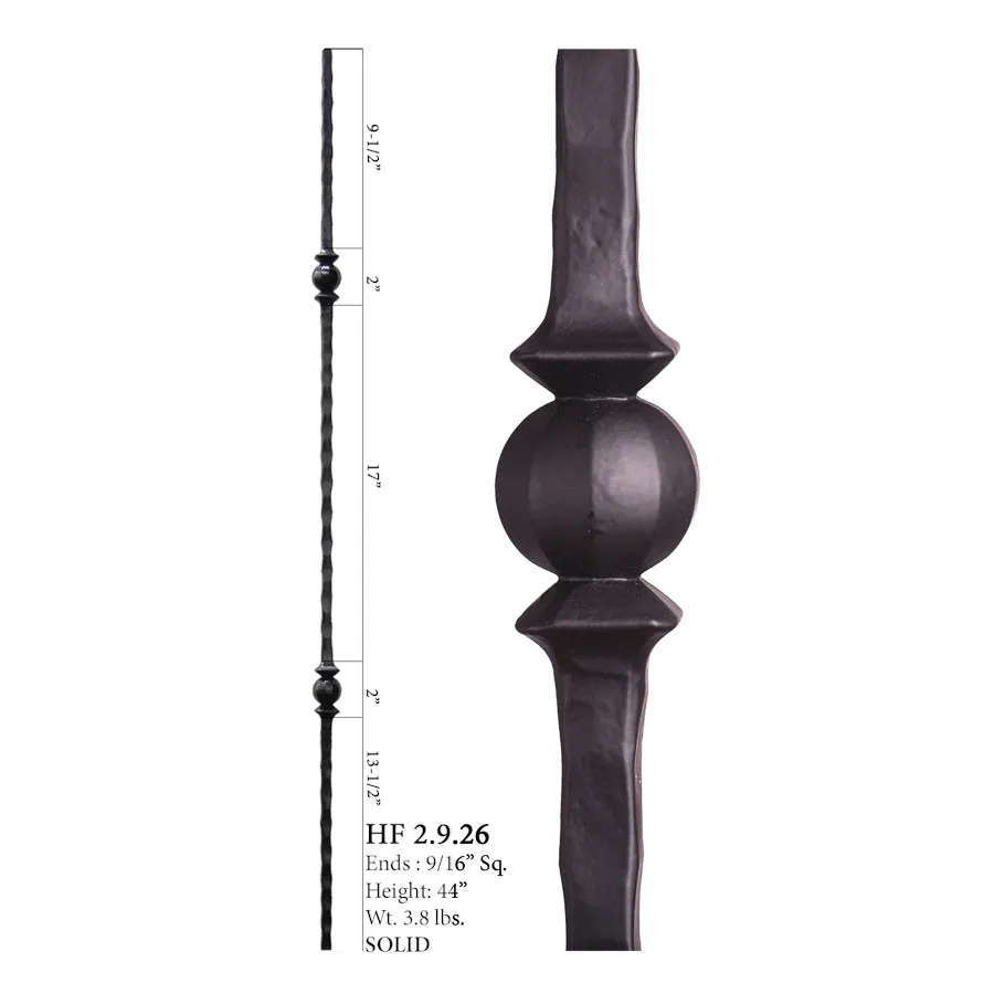 2.9.26 Double Sphere Hammered Iron Baluster