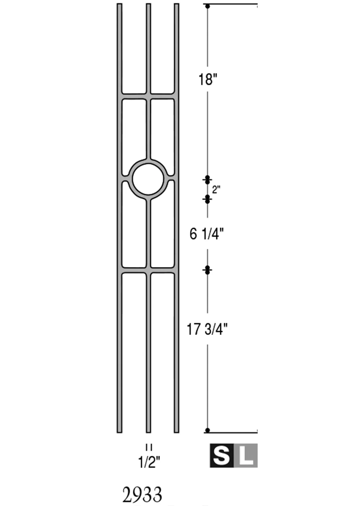 2933 Series M41144 Three Leg Iron Baluster