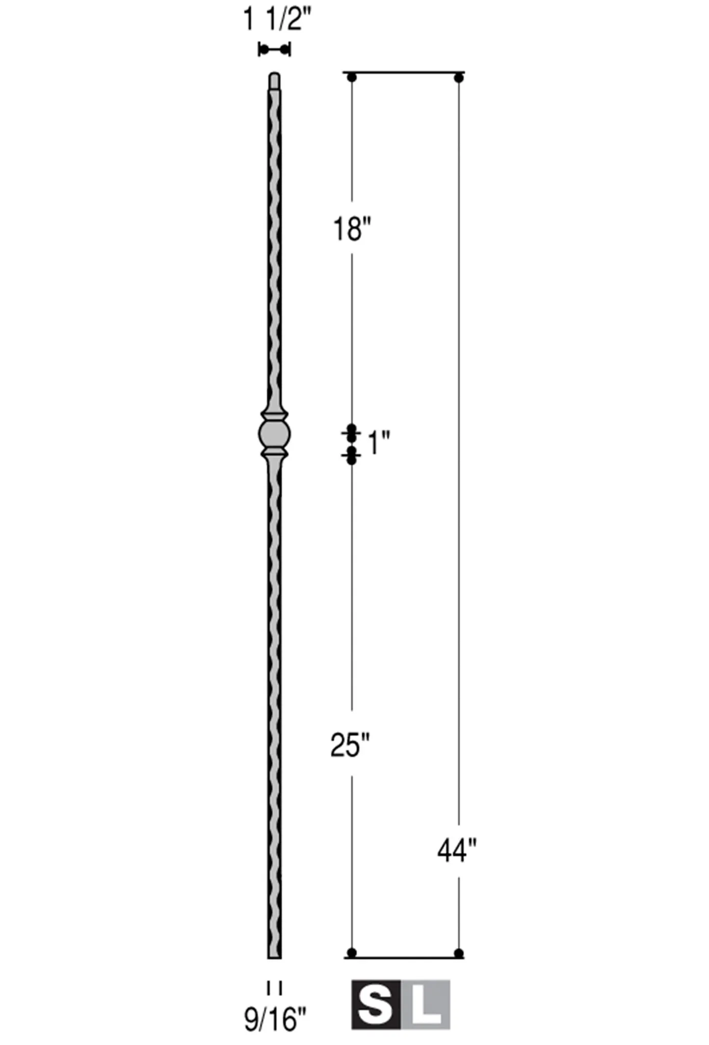 2990 Series M305 Single Ball Mediterranean Iron Baluster