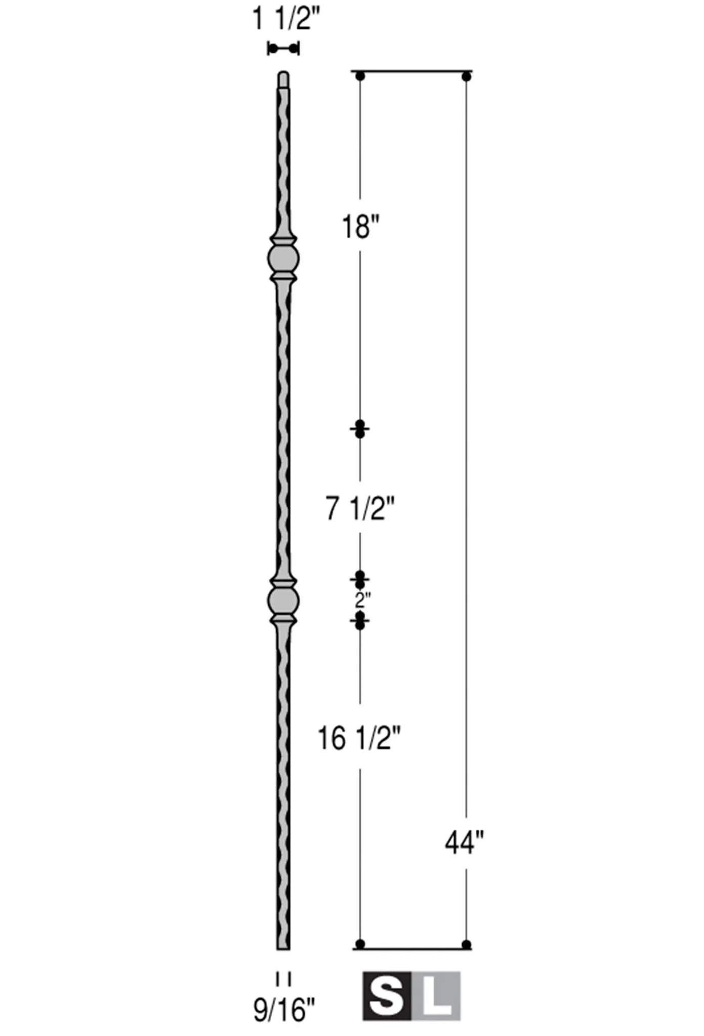 2991 Series M308 Double Ball Mediterranean Iron Baluster