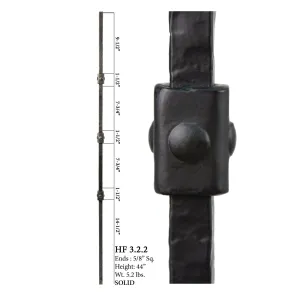 3.2.2 Wentworth Series Three Knuckle Square Hammered Iron Baluster