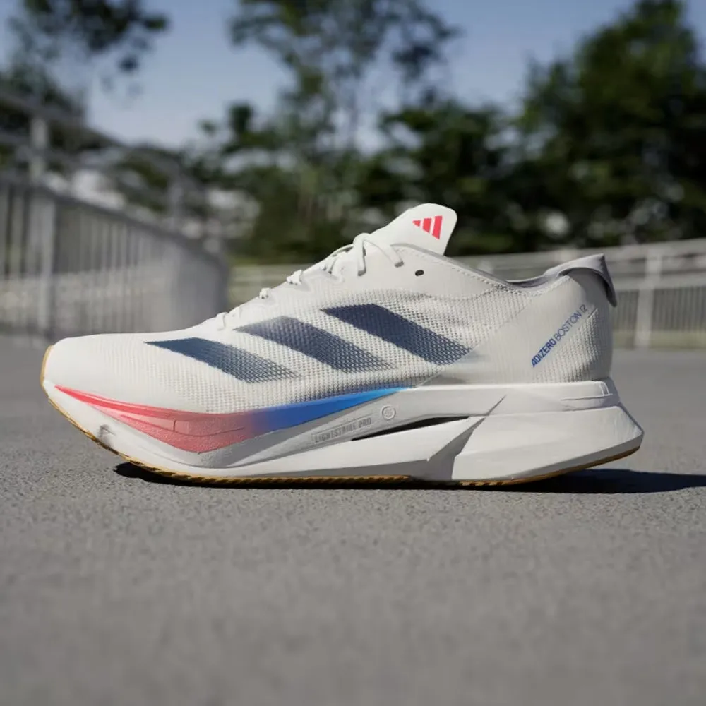 Adidas Adizero Boston 12 - Core White/Dark Blue/Pure Ruby