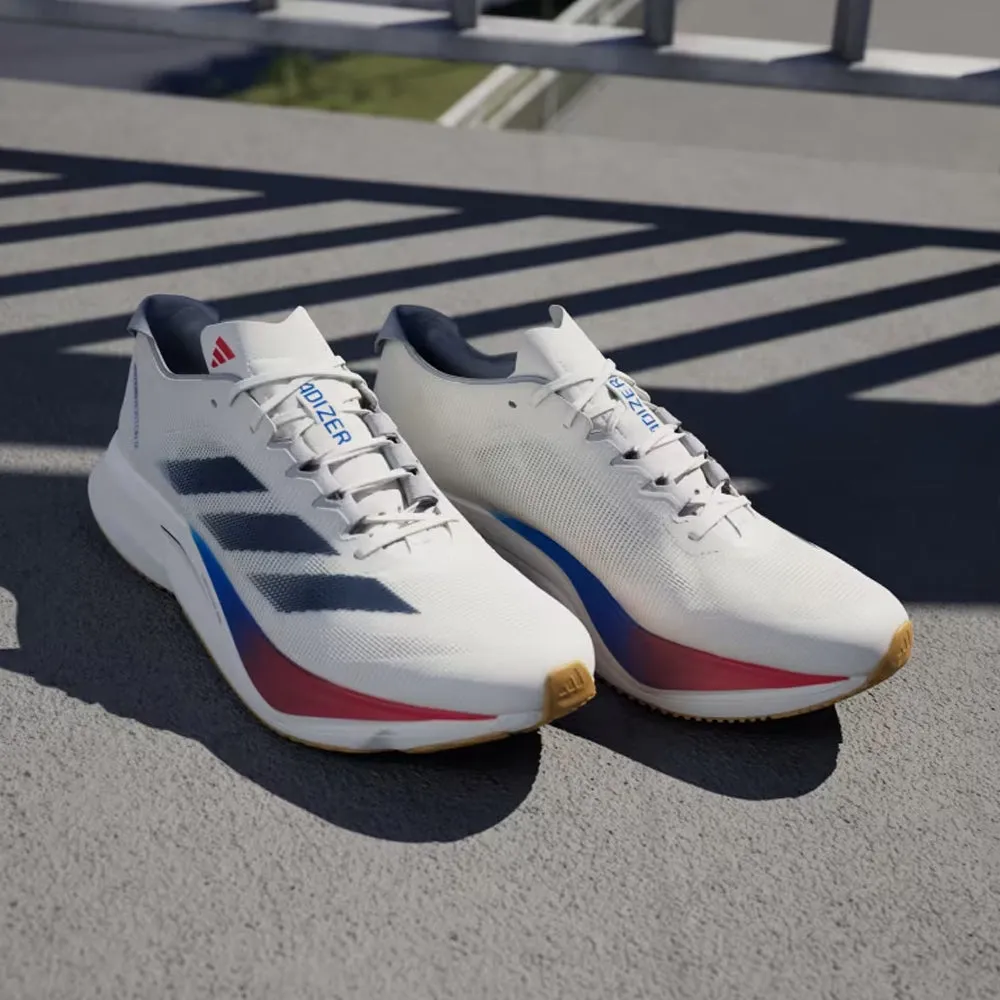 Adidas Adizero Boston 12 - Core White/Dark Blue/Pure Ruby