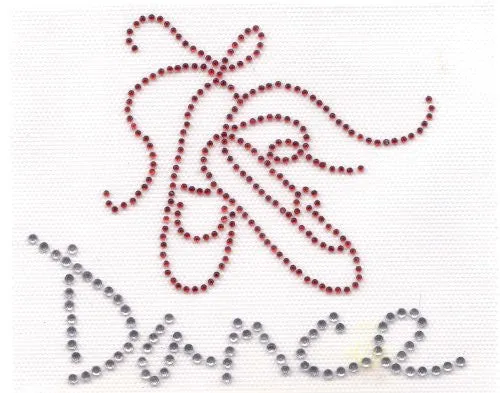 Ballet Shoes / Dance Iron On Hot Fix Transfer Rhinestone -- Clear/Red