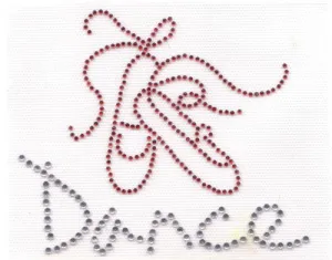 Ballet Shoes / Dance Iron On Hot Fix Transfer Rhinestone -- Clear/Red