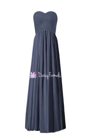 Beautiful Navy Chiffon Party Dress Long Sweetheart Bridesmaids Dress Formal Dress (BM1426L)