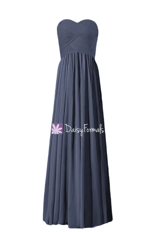 Beautiful Navy Chiffon Party Dress Long Sweetheart Bridesmaids Dress Formal Dress (BM1426L)