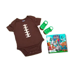 Brown football onesie with matching socks