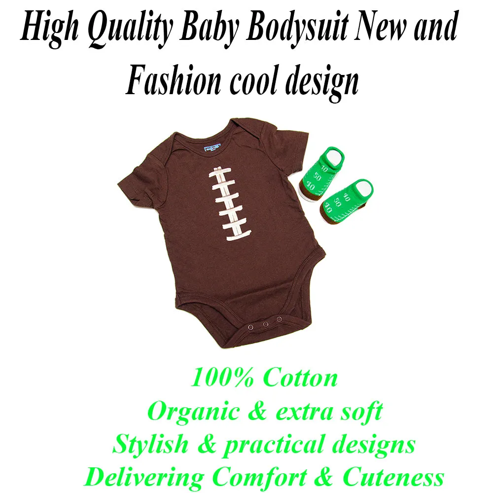 Brown football onesie with matching socks