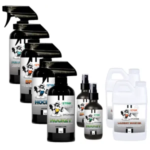 Buy 4 Get Super Sample Bundle FREE - 1 Tranquility (16 oz), 1 Sport (16 oz), 2 Hockey in Coconut Lime & Unscented (16 oz), 1 Sport (4 oz), 1 Coconut Lime Hockey (4 oz),   2 Unscented Mini Laundry Boosters | Odor Eliminating Spray