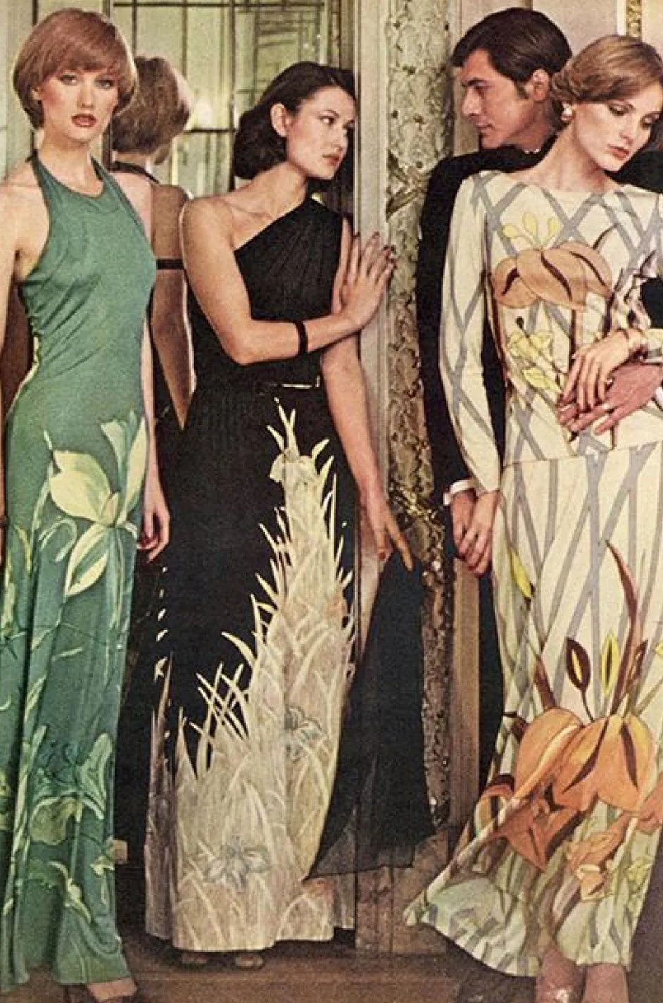 c.1976 Mac Tac Black Dragon Printed Nylon Jersey Dress