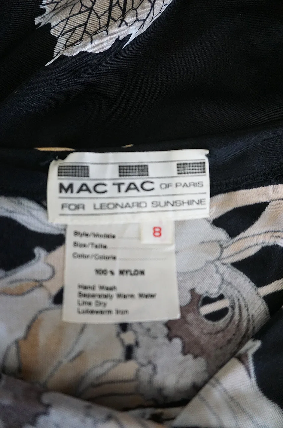 c.1976 Mac Tac Halter Tie Floral Printed Nylon Jersey Dress