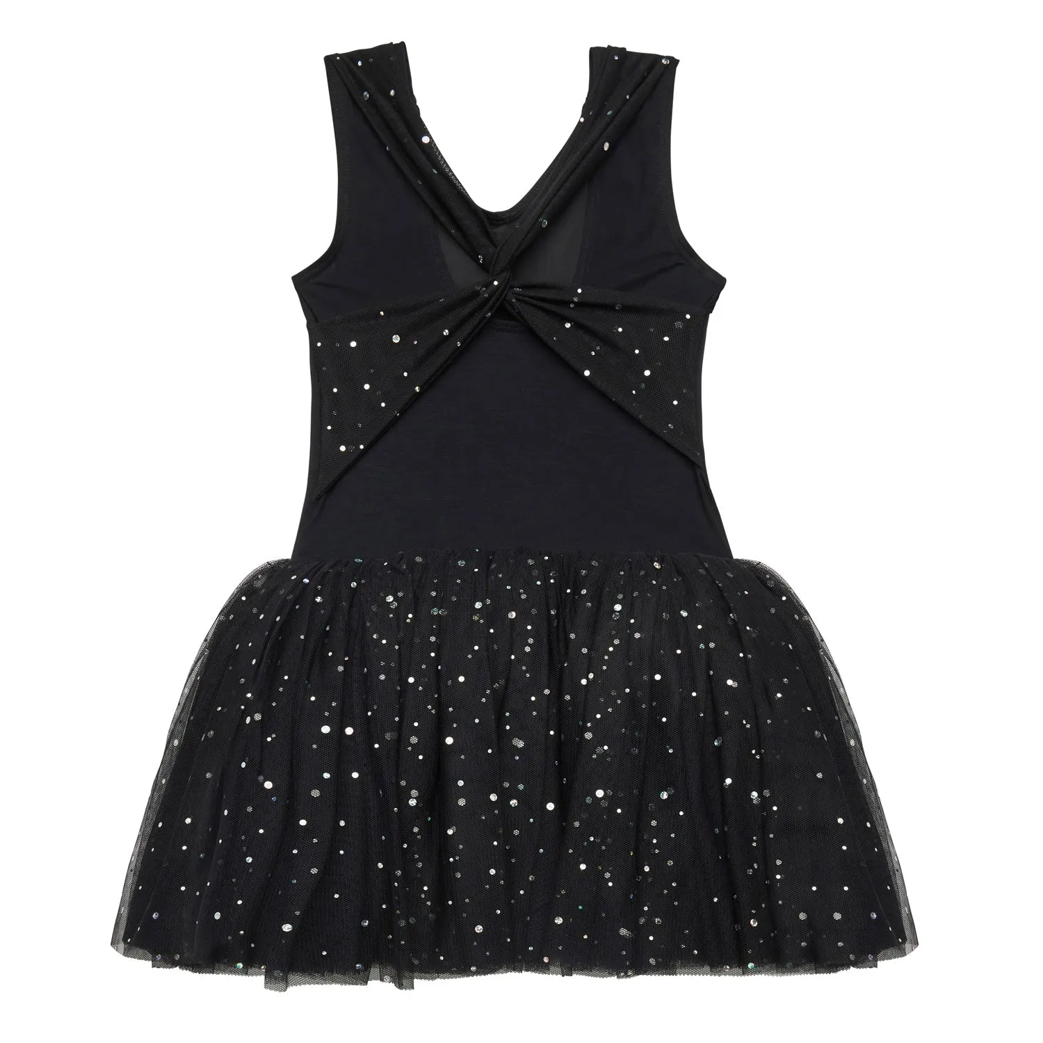 Carrie: Sequin Mesh Cross Back Tutu Dress in Black