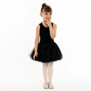 Carrie: Sequin Mesh Cross Back Tutu Dress in Black