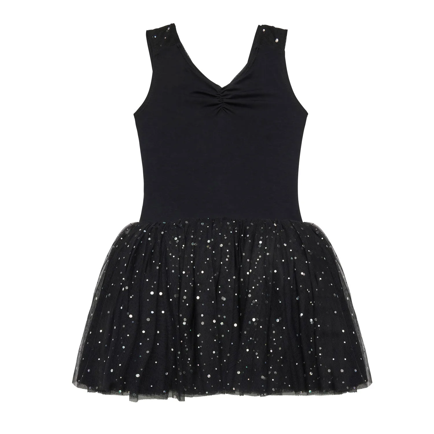 Carrie: Sequin Mesh Cross Back Tutu Dress in Black