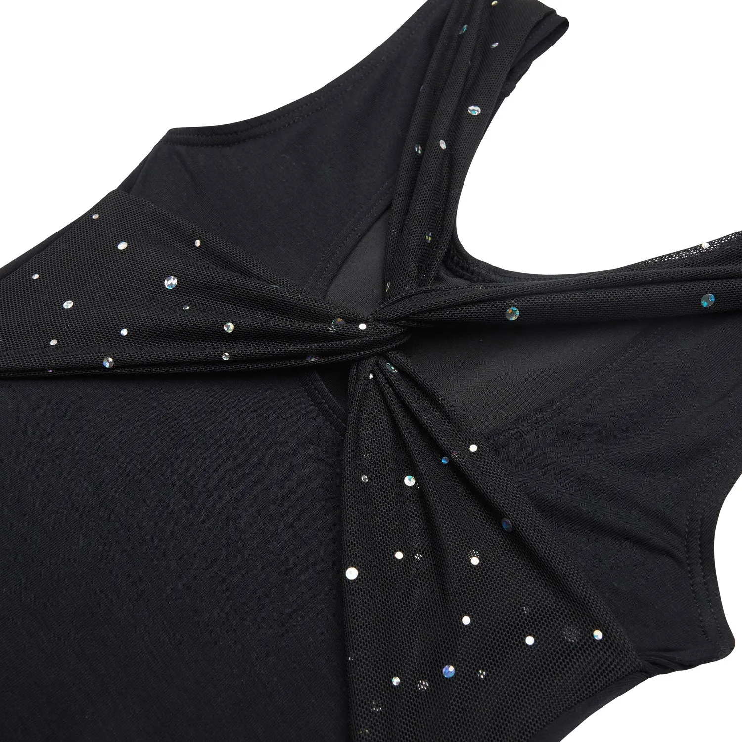 Carrie: Sequin Mesh Cross Back Tutu Dress in Black