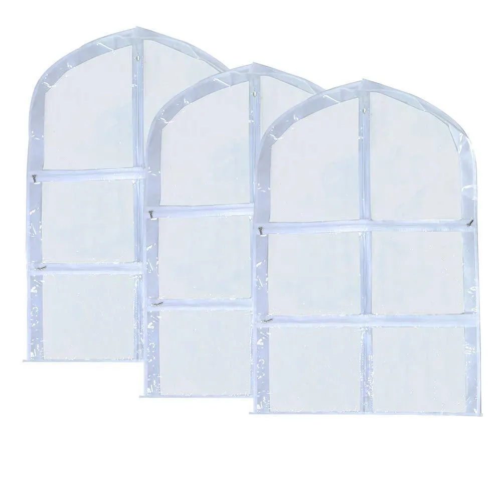 Clear Kid's Dance Costume Bag, Children's Ballet &Recital Garment Bag,Versatile Dance Outfit Hanging Garment Bag Dream Duffel with 3 Large Clear Zipper Pockets for Dance Competitions,Travel(3 Packs)