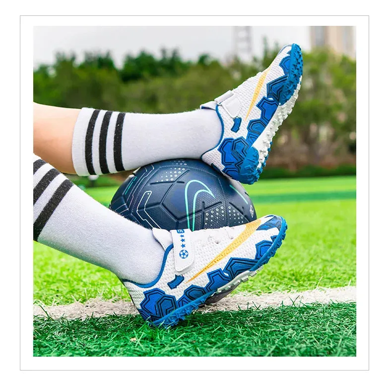 Cristiano Ronaldo Kids Soccer Shoes Boys And Girls Training Match Play Magic Tape Sticky Trainers Football Boots For Children