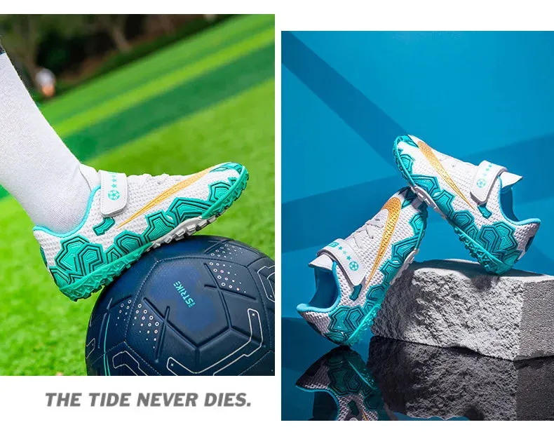 Cristiano Ronaldo Kids Soccer Shoes Boys And Girls Training Match Play Magic Tape Sticky Trainers Football Boots For Children