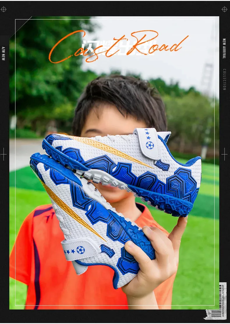Cristiano Ronaldo Kids Soccer Shoes Boys And Girls Training Match Play Magic Tape Sticky Trainers Football Boots For Children