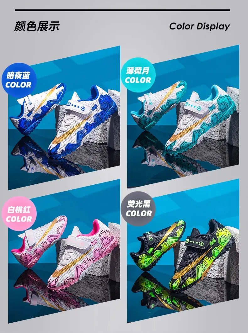 Cristiano Ronaldo Kids Soccer Shoes Boys And Girls Training Match Play Magic Tape Sticky Trainers Football Boots For Children