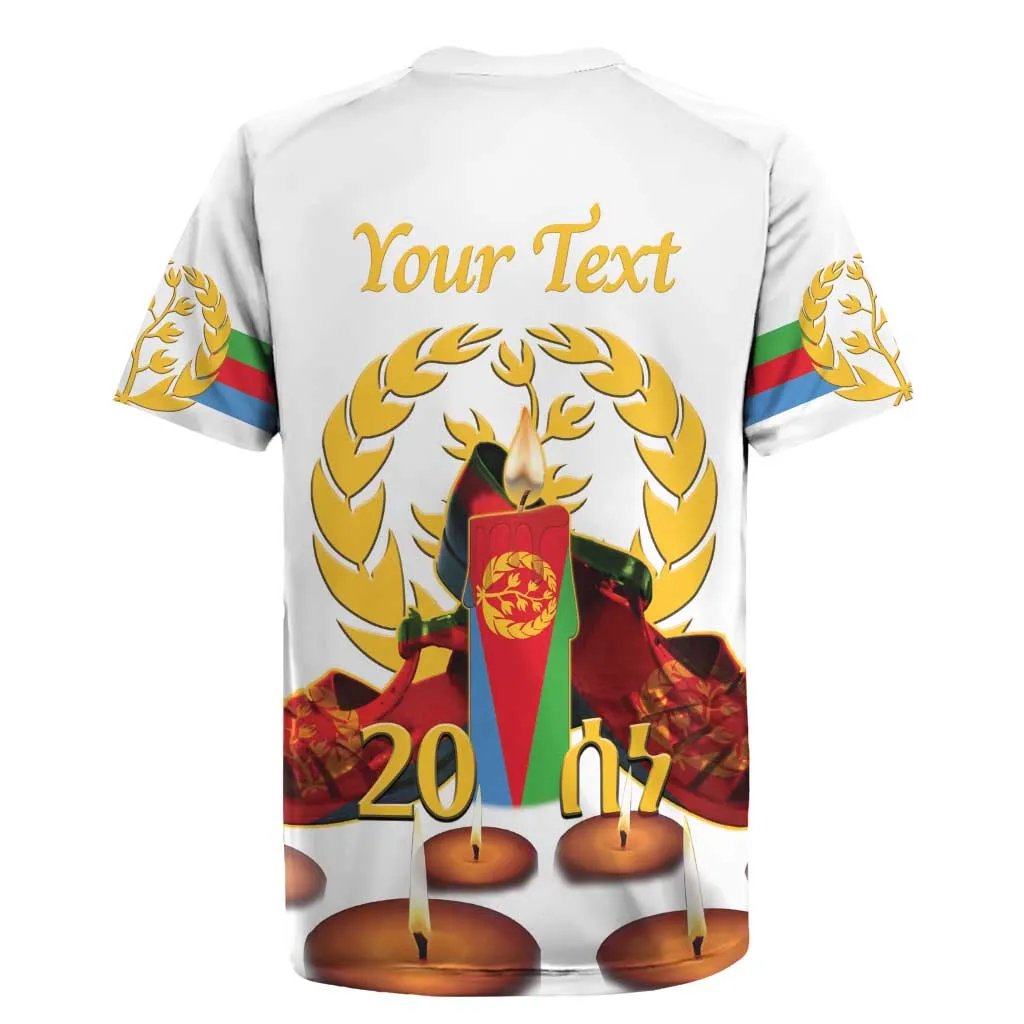 Custom Eritrea Martyrs' Day Rugby Jersey 20 June Shida Shoes With Candles - White LT14