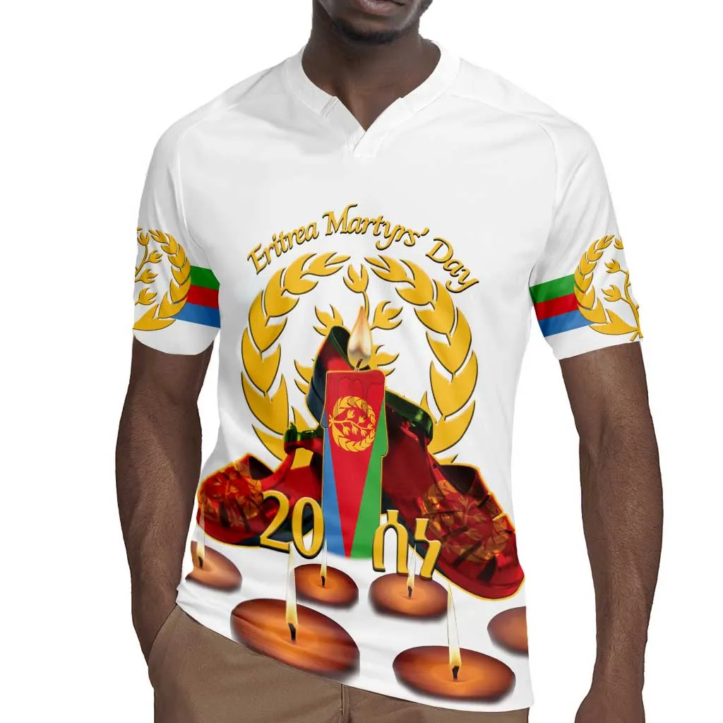Custom Eritrea Martyrs' Day Rugby Jersey 20 June Shida Shoes With Candles - White LT14