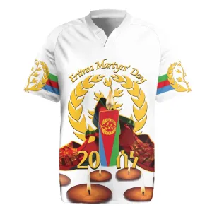 Custom Eritrea Martyrs' Day Rugby Jersey 20 June Shida Shoes With Candles - White LT14
