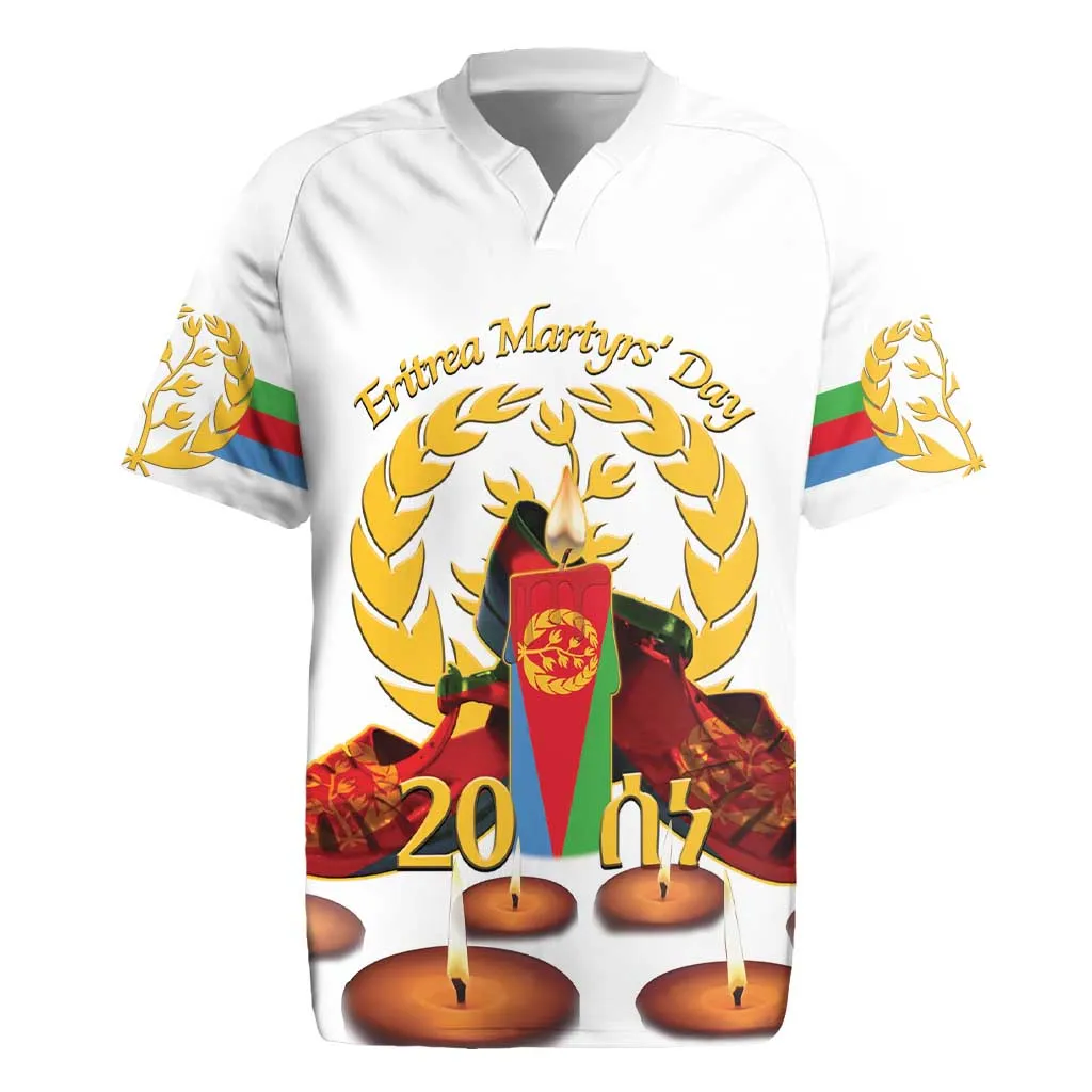 Custom Eritrea Martyrs' Day Rugby Jersey 20 June Shida Shoes With Candles - White LT14