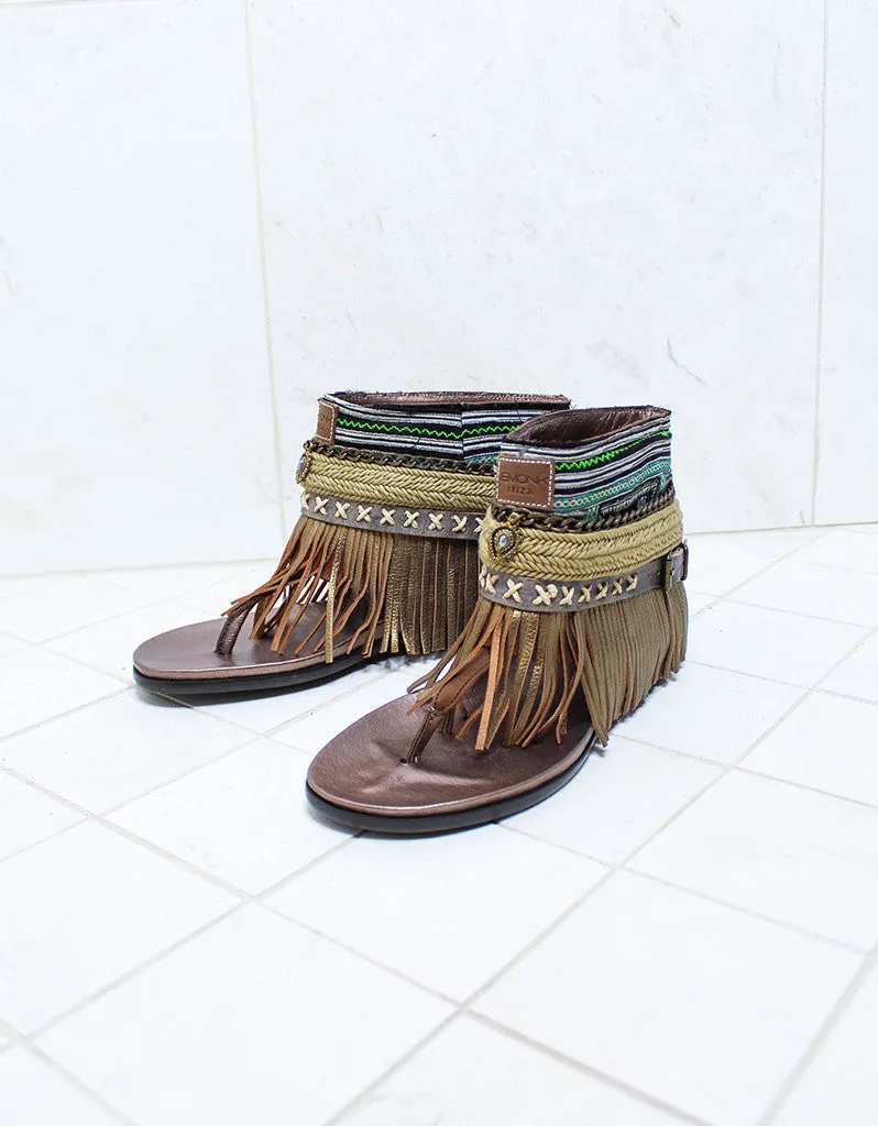 Custom Made Boho Sandals in Brown | SIZE 40