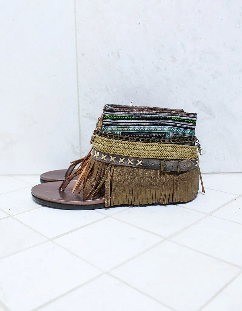 Custom Made Boho Sandals in Brown | SIZE 40