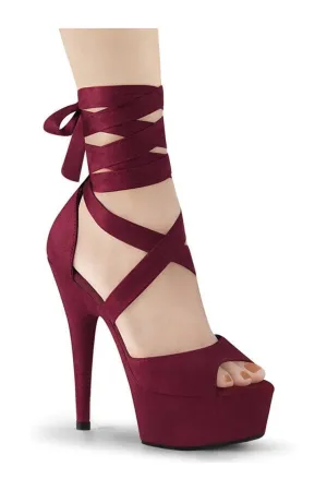 DELIGHT-679 Exotic Sandal | Burgundy Faux Suede