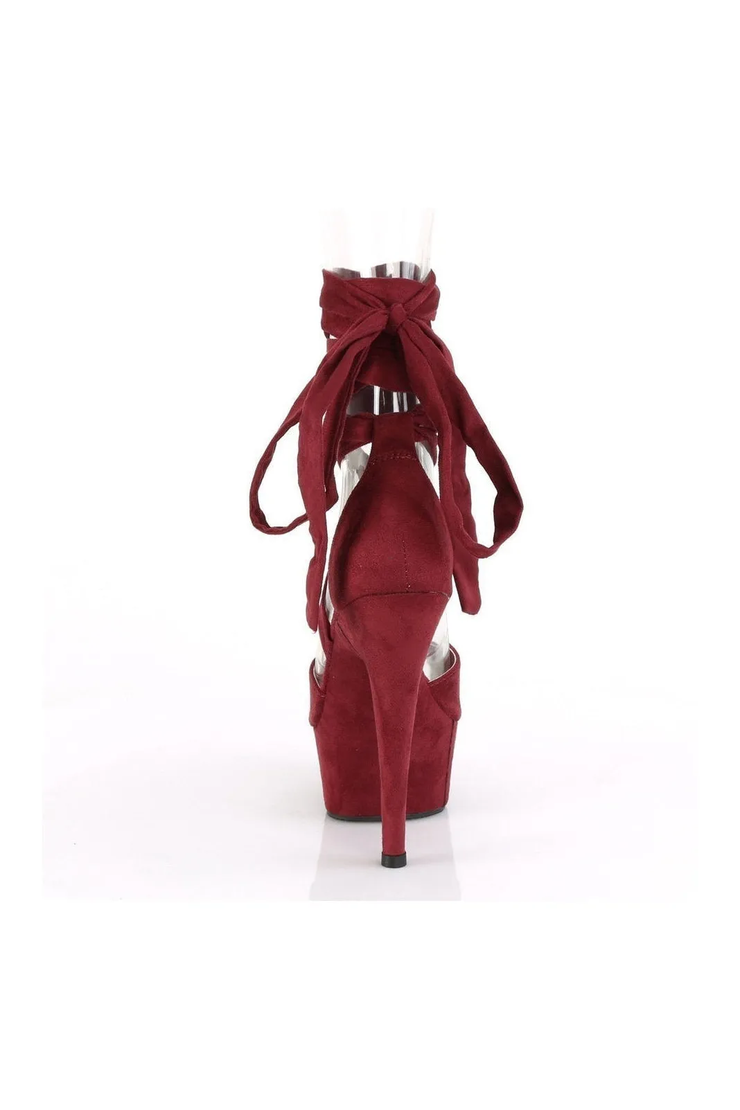DELIGHT-679 Exotic Sandal | Burgundy Faux Suede
