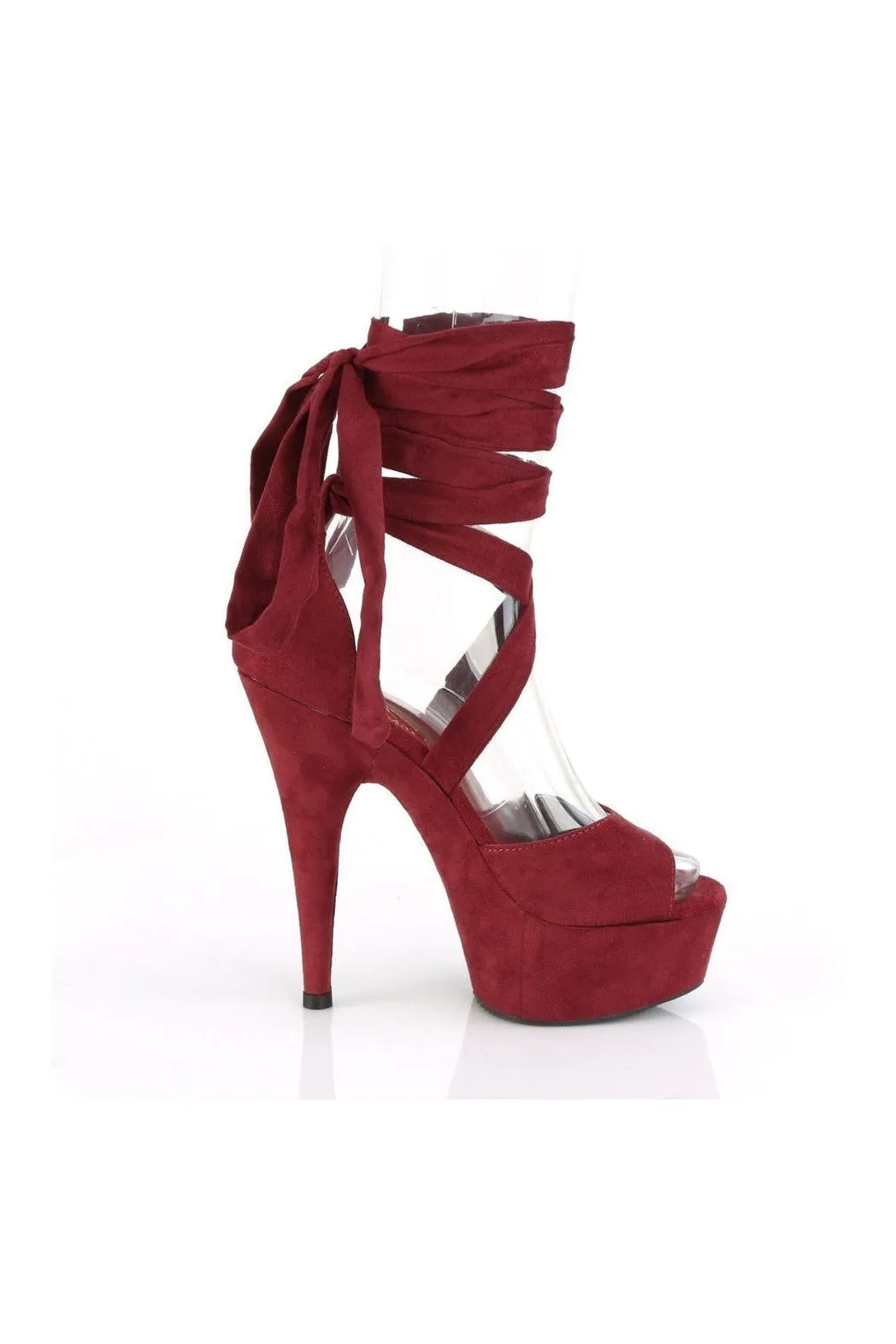 DELIGHT-679 Exotic Sandal | Burgundy Faux Suede