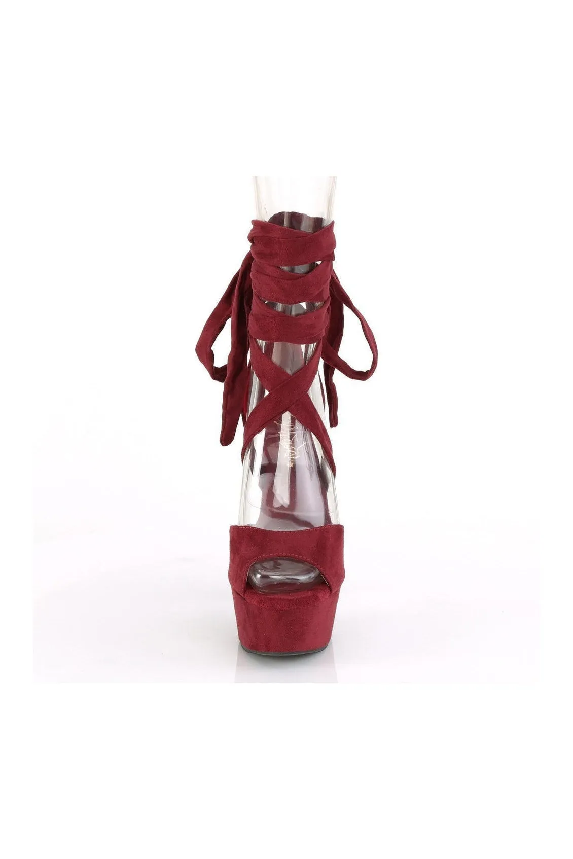 DELIGHT-679 Exotic Sandal | Burgundy Faux Suede