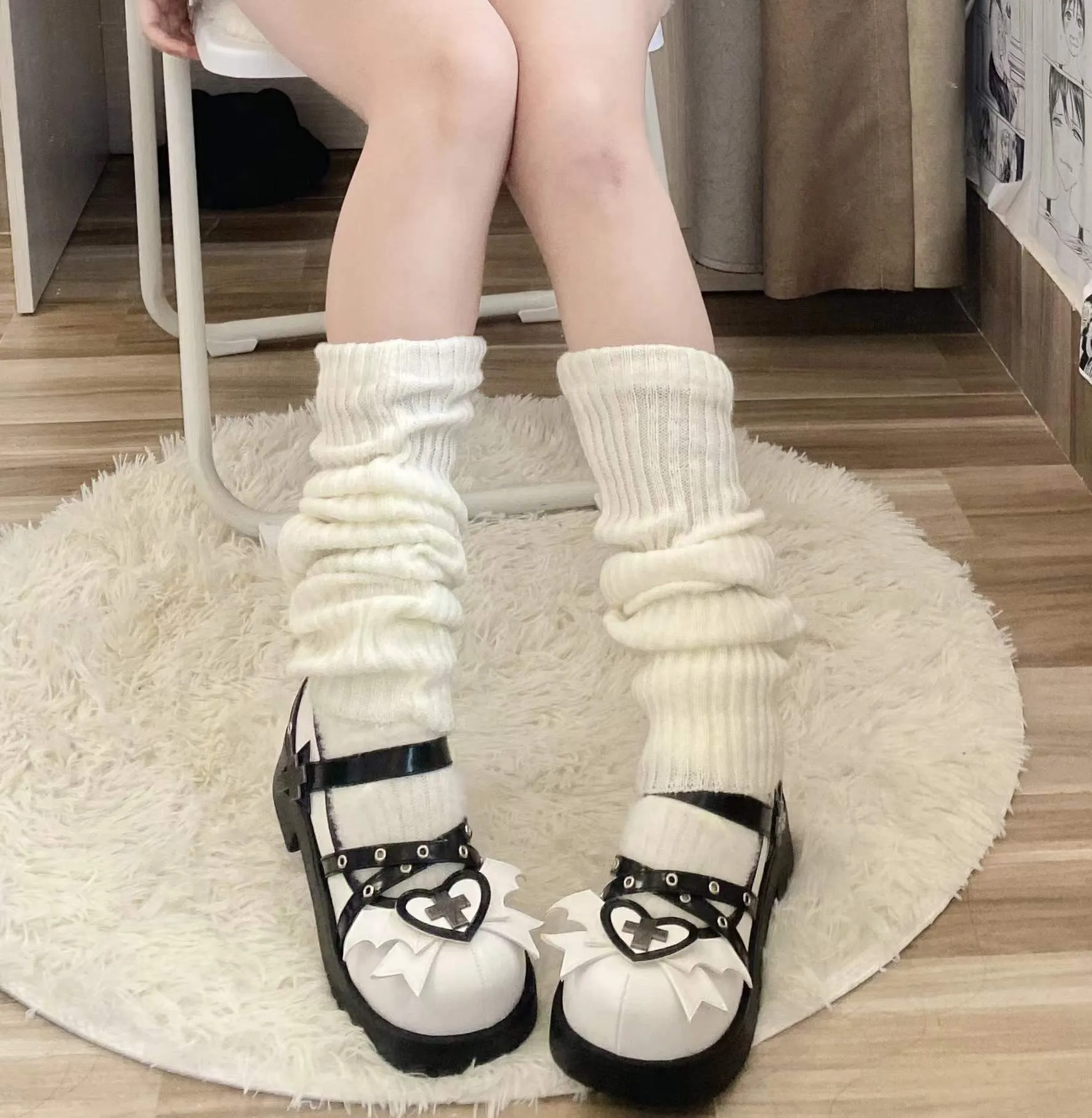 Double Bat Wings Heart Cross Dolly Shoes SD02025