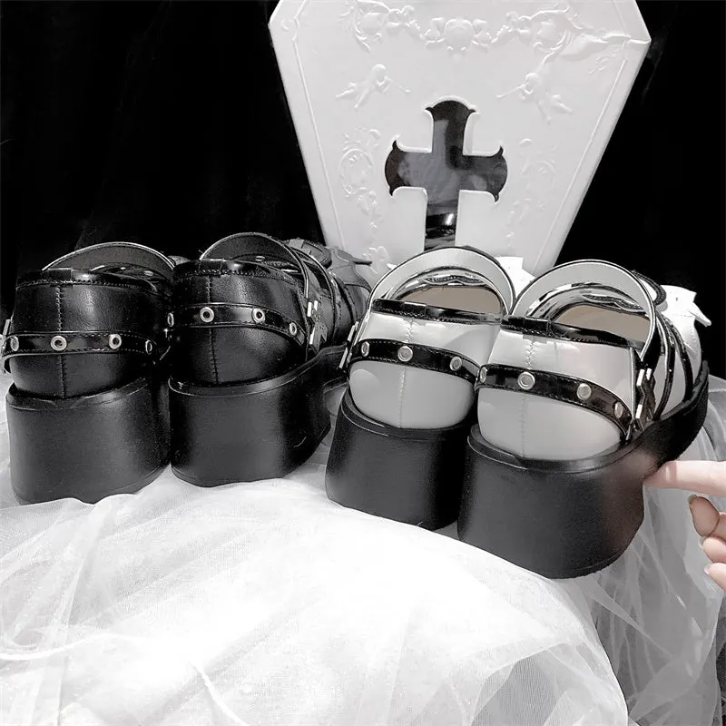 Double Bat Wings Heart Cross Dolly Shoes SD02025