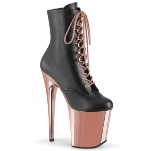 FLAMINGO-1020  Black Faux Leather/Rose Gold Chrome
