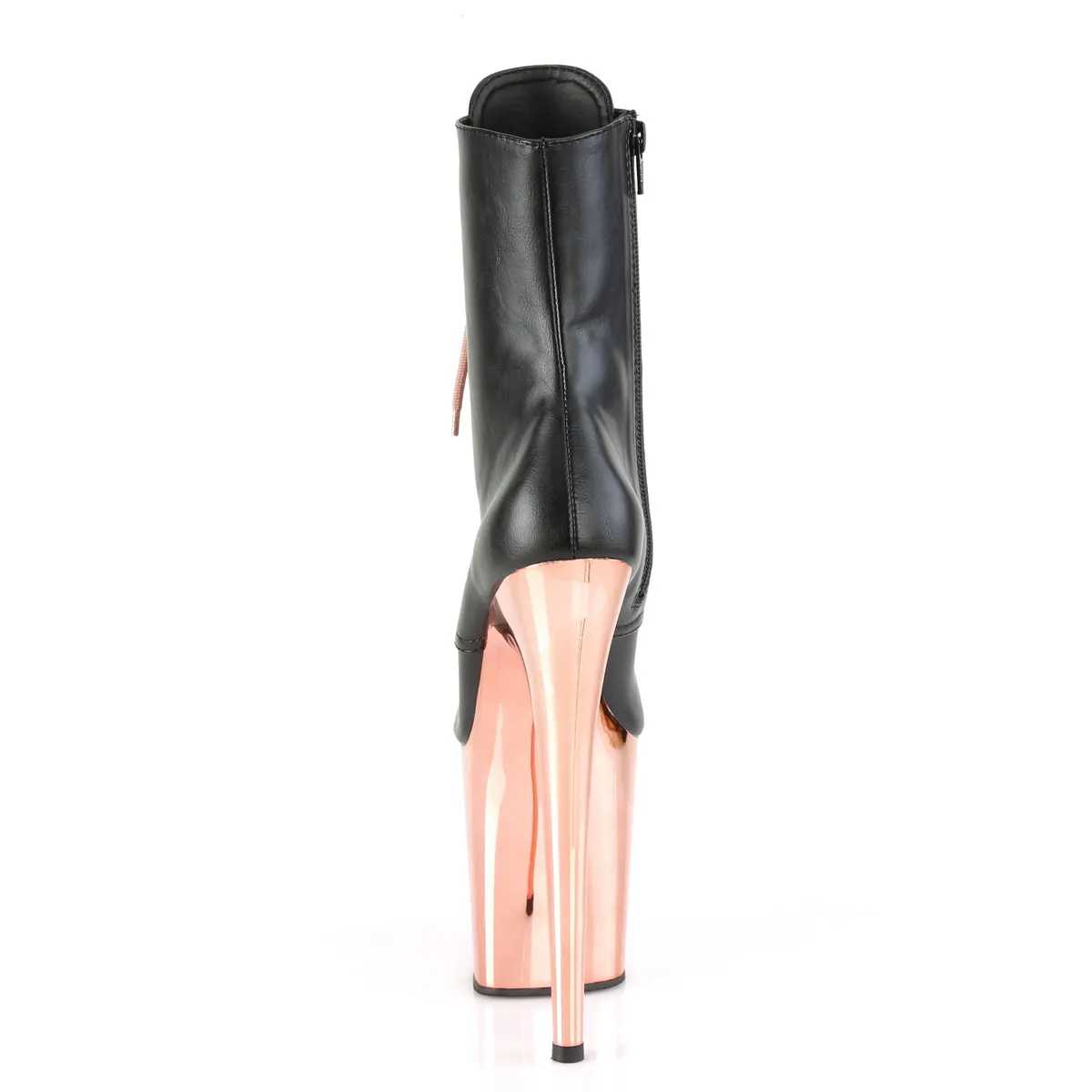 FLAMINGO-1020  Black Faux Leather/Rose Gold Chrome