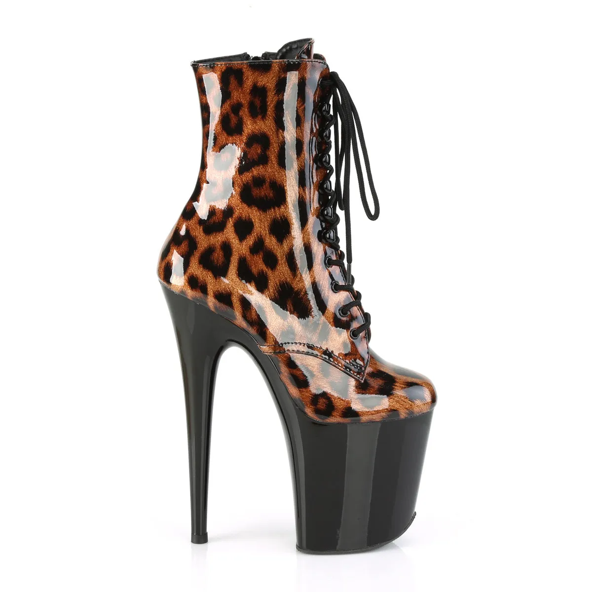 FLAMINGO-1020LP  Brown Leopard Print Patent/Black
