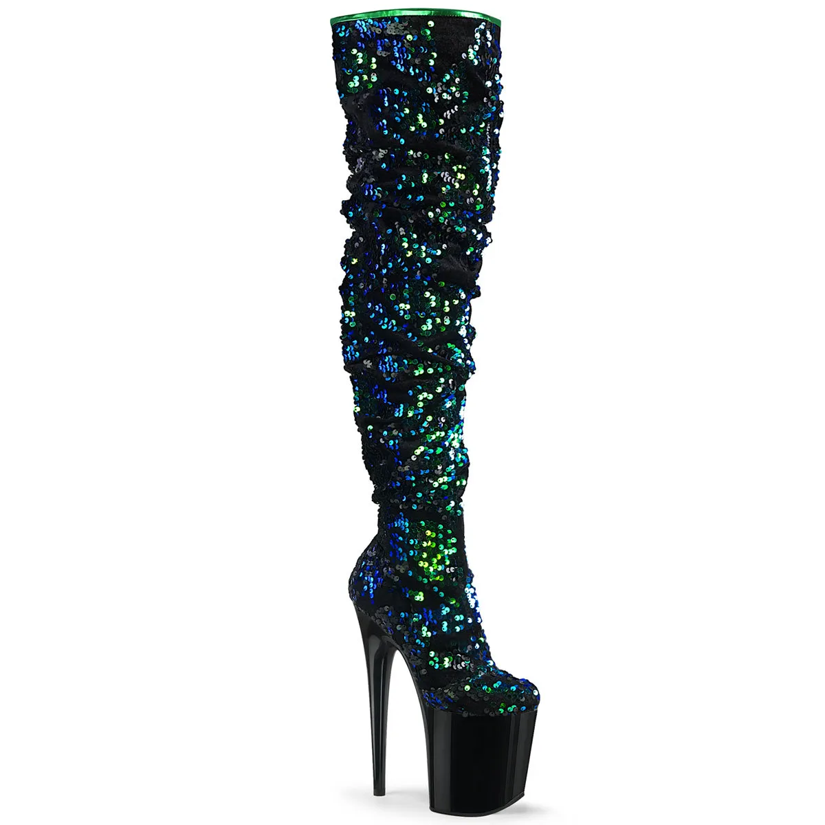 FLAMINGO-3004  Green Iridescent Sequins/Black