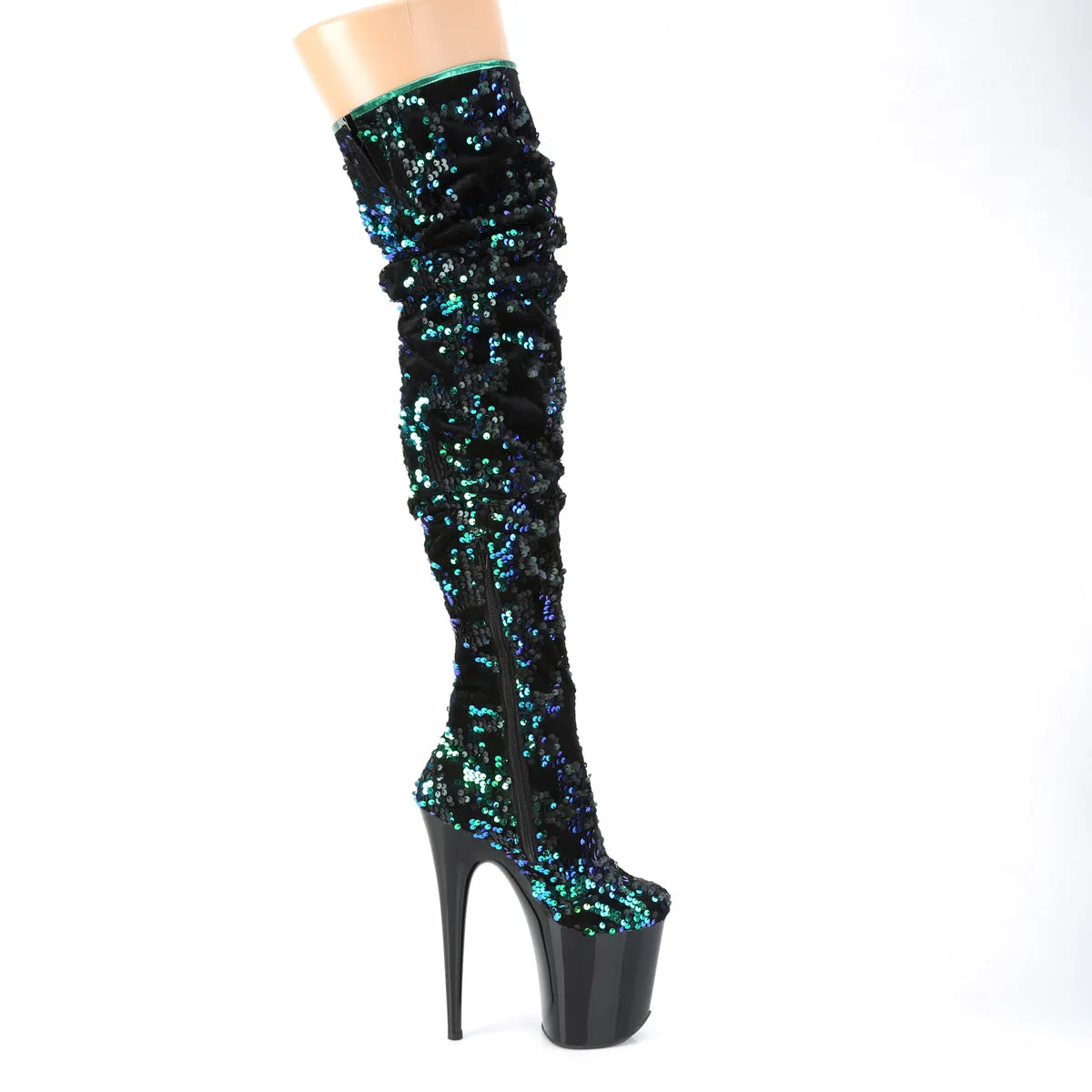 FLAMINGO-3004  Green Iridescent Sequins/Black