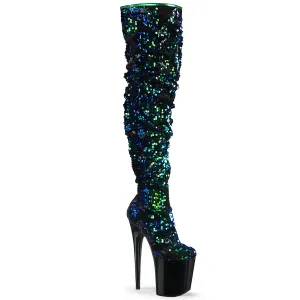 FLAMINGO-3004  Green Iridescent Sequins/Black