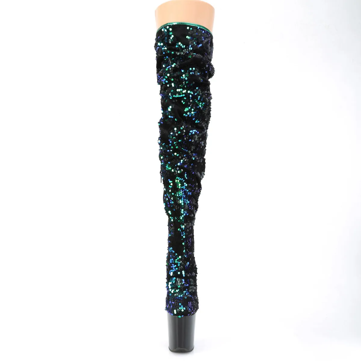 FLAMINGO-3004  Green Iridescent Sequins/Black
