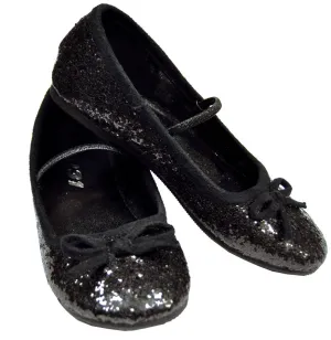 Flat Ballet Glitter Ch Bk XSmall  Costume Accessories