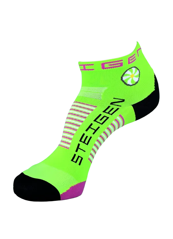 Fluro Green Running Socks ¼ Length